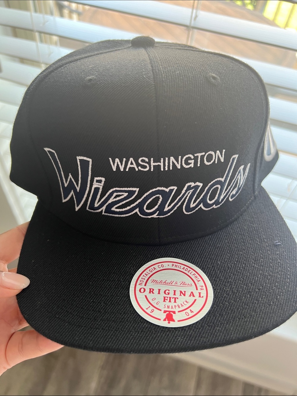 Mitchell & Ness Black Washington Wizards Script Snapback Hat